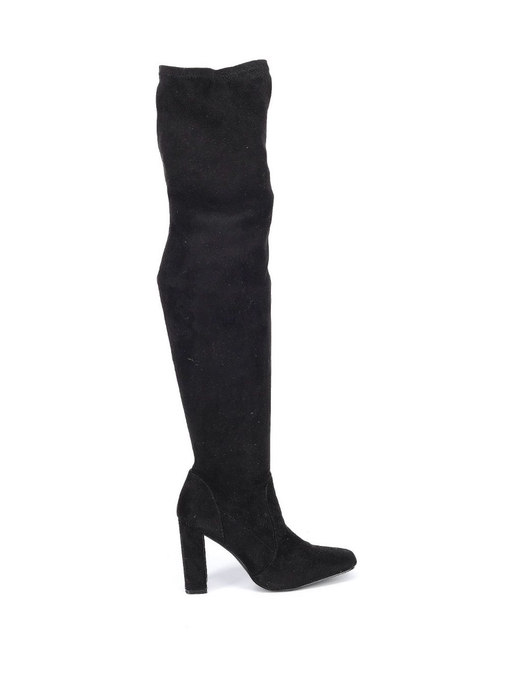ASOS Black Over-The-Knee Suede Block Heel Boots